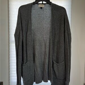 Gray Open-Front Cardigan